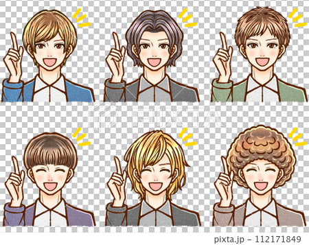 Suggested hairstyle illustration material set for adult men 112171849