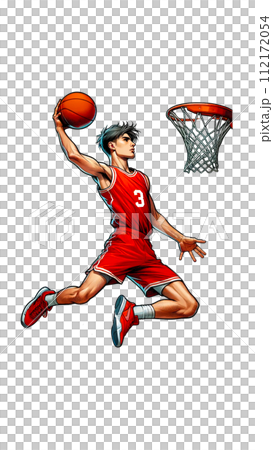 男運動員灌籃入籃球球門 112172054