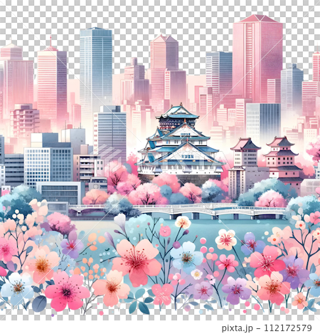 Osaka city in spring 112172579