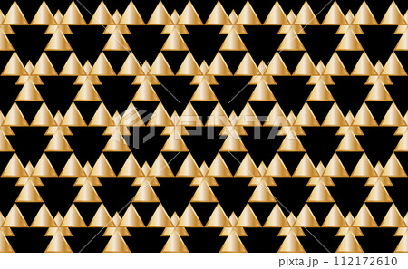 Illustration wallpaper, Abstract Geometric Style. Repeating Sample Golden triangle on black background. 112172610