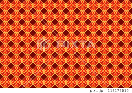 Illustration pattern, Abstract Geometric Style. Repeating Sample square in octagon on deep red background. Illustration pattern, Abstract Geometric Style. Repeating Sample square in octagon on deep red background. 112172616