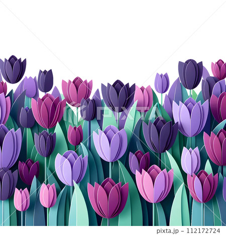 tulip field paper cut art 112172724