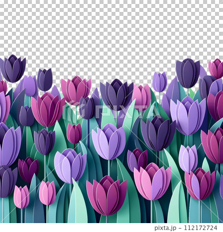 tulip field paper cut art 112172724