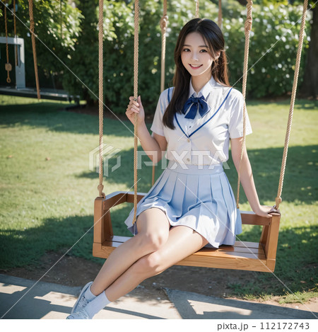 公園でブランコに乗る女子高生 AIグラビア AI写真 AI画像 公園でブランコに乗る女子高生 AIグラビア AI写真 AI画像 112172743