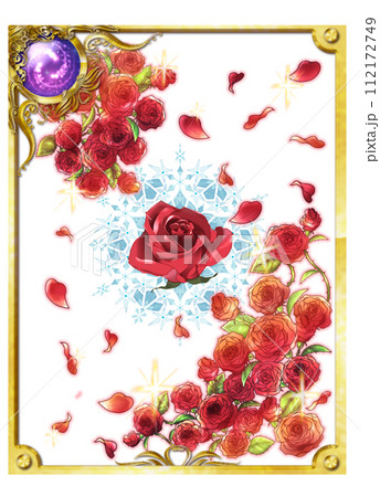 薔薇とドライフラワーのイラストセット 薔薇とドライフラワーのイラストセット 112172749
