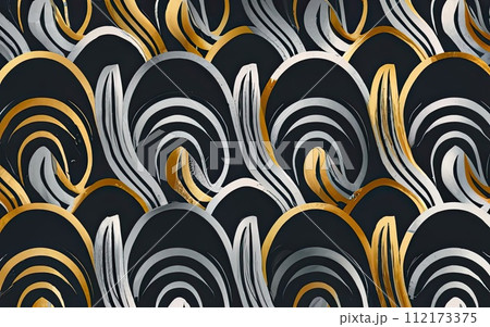 Sliver wavy lines pattern background with Generative AI. Sliver wavy lines pattern background with Generative AI. 112173375