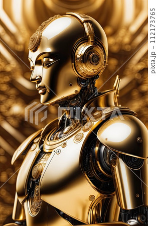 a Golden Buddhas robot with Generative AI. 112173765