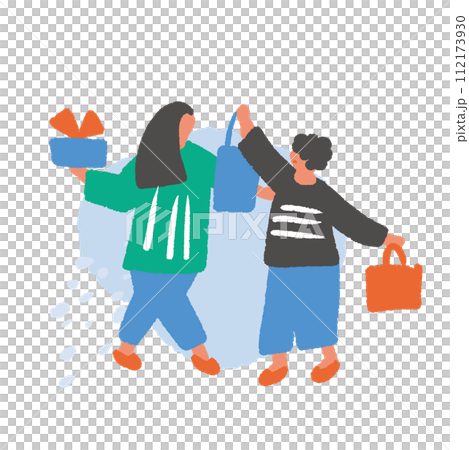 Simple and flat illustration of people enjoying shopping 112173930