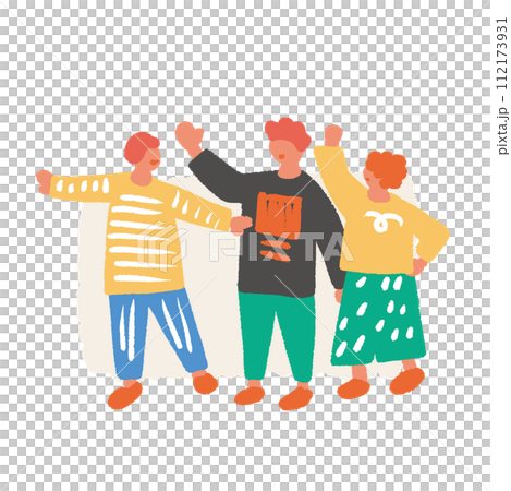 人們舉手打招呼的簡單平面圖 人們舉手打招呼的簡單平面圖 112173931