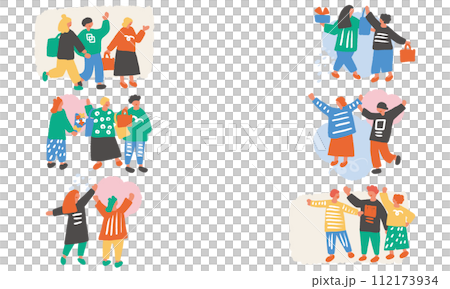 Simple and flat illustration of people walking in the city 112173934