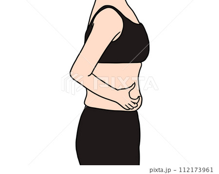お腹を気にする女性1 お腹を気にする女性1 112173961