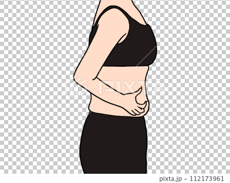 お腹を気にする女性1 お腹を気にする女性1 112173961