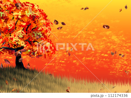 風景　夕日 112174336