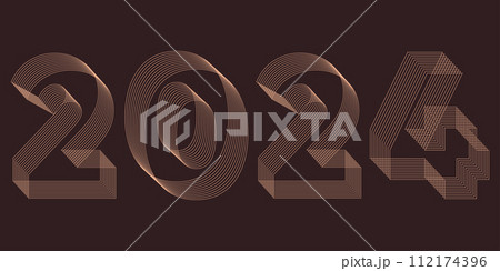 2024 Abstract 3D Geometric. Streetwear stile. Education concept. 2024 Abstract 3D Geometric. Streetwear stile. Education concept. 112174396