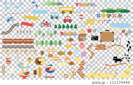 可愛的旅行插畫框架集 可愛的旅行插畫框架集 112174449