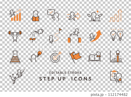 Icon set 3 related to step-up (color) 112174482