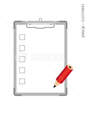 バインダーとチェックボックス（チェックマークなし、鉛筆）のイラスト 112174841