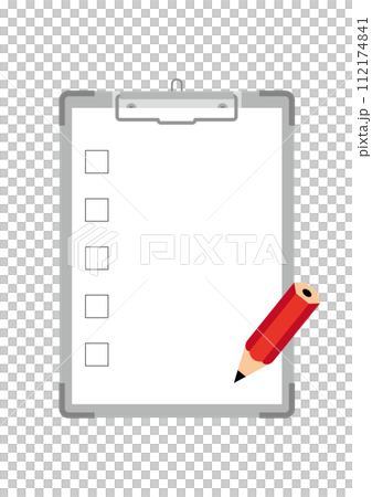 バインダーとチェックボックス（チェックマークなし、鉛筆）のイラスト 112174841