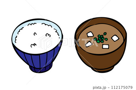 お味噌汁とご飯のイラスト 112175079