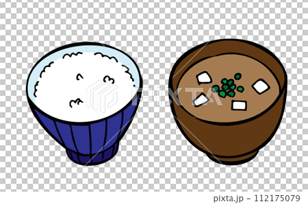 お味噌汁とご飯のイラスト 112175079