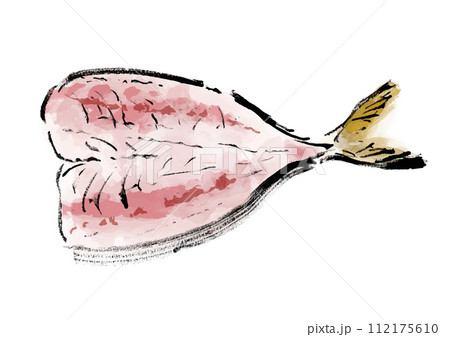 魚の開き（鯵）の和風手書きイラスト 112175610
