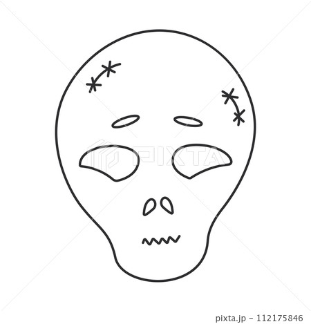 halloween skull line black scary element icon halloween skull line black scary element icon 112175846