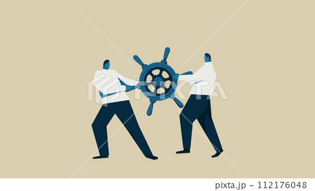 舵を奪い合う男性たち。 112176048