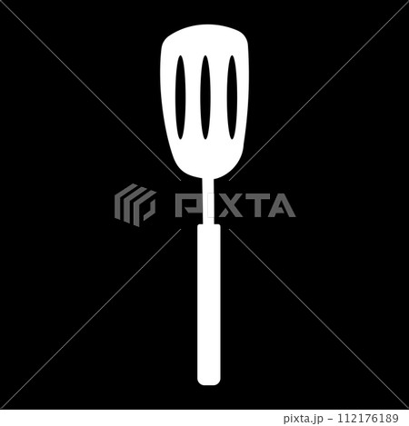 slotted kitchen spatula fry cook black white 112176189