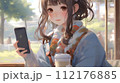 カフェで一休みしている若い女性 112176885