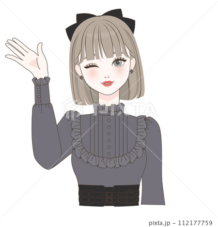 右手を挙げる女の子 右手を挙げる女の子 112177759