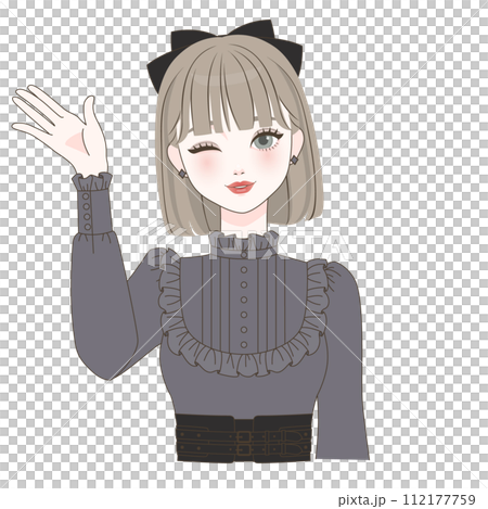 右手を挙げる女の子 右手を挙げる女の子 112177759
