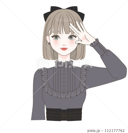 敬礼ポーズの女の子 敬礼ポーズの女の子 112177762