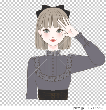 敬礼ポーズの女の子 敬礼ポーズの女の子 112177762