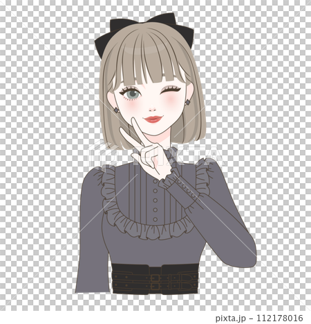 ピースをする女の子 112178016