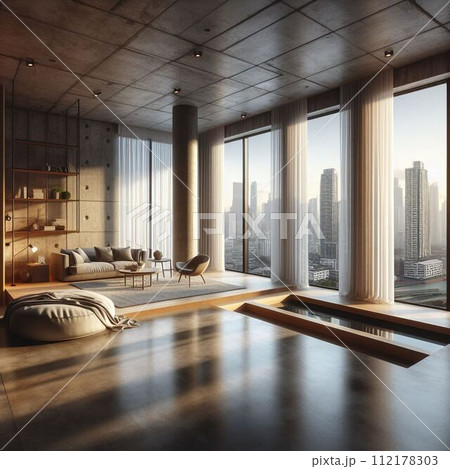部屋の窓から見える景観（AI生成） 112178303