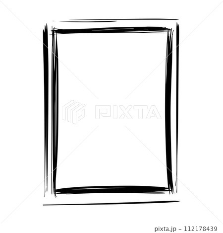 Frame border element, brush stroke grunge shape icon, vertical, rectangle decorative doodle element for design in vector illustration 112178439