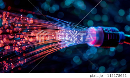Fiber optic internet cable: A technology concept. 112178631