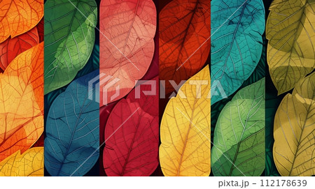 Leaf patterns from colors to lines with low detail. 112178639