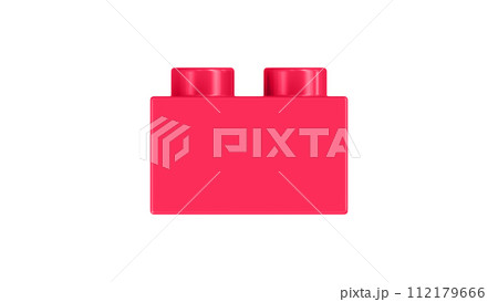 Magenta Pink Lego Block Isolated on a White Background. Magenta Pink Lego Block Isolated on a White Background. 112179666