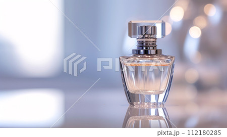 an elegant perfume bottle, glimmering with sophistication 112180285