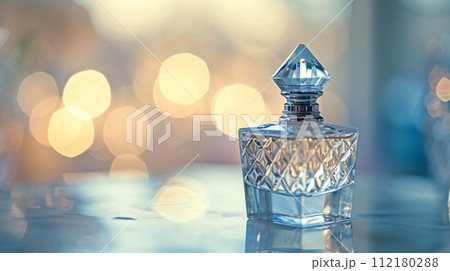 an elegant perfume bottle, glimmering with sophistication an elegant perfume bottle, glimmering with sophistication 112180288