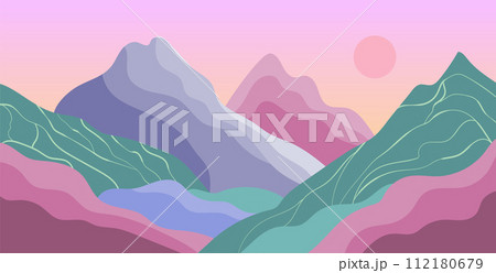Abstract landscape with mountains and hills 112180679