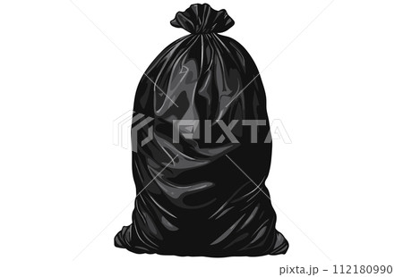 Rubbish bag silhouette icon,Packages with garbage vector illustration of big black plastic bags. 112180990