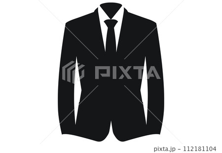 Suit Silhouette,Men blazer or jacket symbol simple silhouette icon on background 112181104