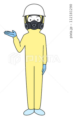 案内 レベルC化学防護服のイラスト(男性) 案内 レベルC化学防護服のイラスト(男性) 112181290