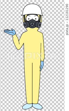 案内 レベルC化学防護服のイラスト(男性) 案内 レベルC化学防護服のイラスト(男性) 112181290