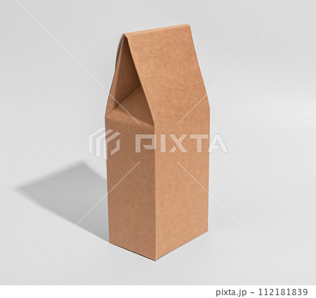 Blank craft product package, brown box mockup. Vertical upright carton pack mock up 112181839