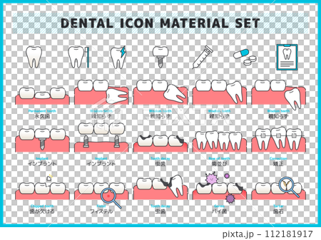 歯医者・歯科関連アイコン素材セット	 112181917