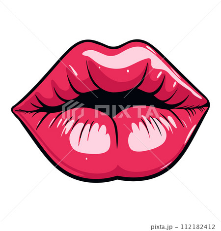 Sexy biting lips isolated on white background. Cartoon style. Vector illustration for any design. 112182412