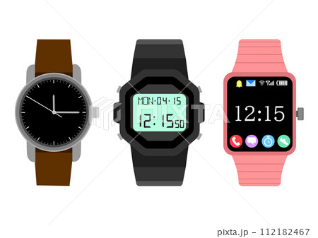 アナログ腕時計とデジタル腕時計とスマートウォッチ 112182467